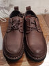 劳克士春季头层牛皮休闲皮鞋男英伦商务工装鞋低帮上班透气男鞋手工鞋 棕色 41 实拍图