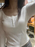妙奕嘉白色打底衫女可外穿内搭修身蕾丝纯欲上衣秋季贴身长袖t恤冬季 蕾丝花边纽扣长袖 M 【建议90-105斤】 实拍图