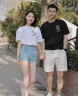 MDlila《两件装》情侣装夏季衣服短袖t恤套装一男一女宽松上衣班服定制 男白+女白-两件装 男M+女S 晒单实拍图