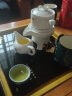 豪祥 紫砂懒人自动陶瓷茶壶冲茶器单个旋转石磨家用办公功夫茶具配件 白静泡茶壶+茶海（矮款） 实拍图