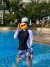  浩沙hosa分体泳衣女长袖印花保守显瘦游泳衣时尚冲浪服套装度假温泉泳装  黑色 XL  晒单实拍图