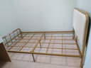 麦族绒布铁艺床加粗加厚1.5 1.8米双人床现代简约轻奢网红公主铁架床 金色+银灰色绒布靠背 裸床 120*200cm 实拍图