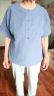 俞兆林（YUZHAOLIN）纯棉短袖t恤女加大码女装2023春夏新款中年妈妈宽松遮肚上衣 蓝色 3XL 建议140-160斤 晒单实拍图