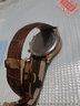 兵宏【销量9万+】适用表带真皮男士手表带男款蝴蝶扣1853天梭表带浪琴卡西欧dw阿玛尼罗西尼力洛克夏季 棕皮棕线【玫瑰金自动蝴蝶扣】 21mm 实拍图