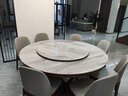 明巧匠家用餐桌圆桌岩板餐桌带转盘实木餐桌椅组合大圆桌饭店家用饭桌 胡桃色框架-意大利灰 1.6米 一桌十椅 实拍图