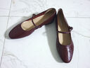 拔佳（Bata）玛丽珍单鞋女春秋商场新款复古羊皮舒适软底浅口鞋AFY34CQ4 酒红 39 实拍图