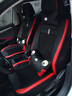 翰静 新款汽车卡通坐垫四季通用座垫全包围座套透气织物座椅套适用于 黑红色（皮革+织物） 大众宝来速腾高尔夫迈腾探岳捷达 实拍图