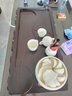 华厦弘泰黑檀木茶盘 整块 实木茶盘  功夫茶海 茶托 茶台 荷花鱼 双边雕鱼 乌檀木80x40x6边雕荷花双鱼 实拍图