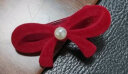 清新甜美丝绒植绒珍珠蝴蝶结发夹边夹 大号-1对红色 实拍图