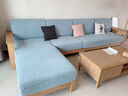 艺被沙发罩套加厚全包坐垫套通用防滑沙发弹力盖布防猫抓防尘罩 塔芙绒-宁静蓝 靠背L码(宽45-55长100-125cm) 实拍图