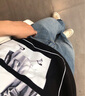 莎妮朵罗圆领印花短袖T恤女宽松遮肚子休闲打底衫夏季新款韩版上衣潮17103 黑色 2XL 建议115-135斤穿着 实拍图