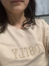 尚都比拉长袖纯棉t恤女春秋宽松显瘦内搭打底衫刺绣上衣 浅杏色 S  实拍图
