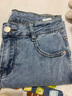 诗迪芙牛仔裤女毛边网红微喇裤女高腰夏季新款马裤薄款开叉喇叭裤显瘦百搭小个子七分裤 18浅蓝【侧开叉毛边】 29码(二尺二) 实拍图