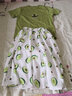 枣安童装女童连衣裙夏装套装2021新款韩版4-12岁儿童装洋气清凉短袖两件套公主裙子夏季女孩大童夏款 绿色牛油果裙 160(建议身高155左右) 实拍图