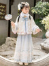 安妮优儿汉服女童秋冬季马面裙2025新款超仙古装儿童女孩唐装古风裙子冬款 蓝色 150 实拍图