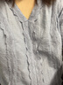 茵曼（INMAN）夏装新款小飞袖小清新仙女绣花拼接慵懒文艺V领短袖衬衫【18225 灰蓝色 L 实拍图