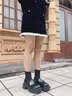ZHR袜靴女冬季加绒英伦风乐福鞋女粗跟小个子短靴女 AH579A 黑色 37  实拍图