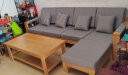 公熊（GXIONG） 公熊家具 沙发实木沙发客厅北欧实木木质沙发实木沙发小户型沙发 原木色（灰色布套） 四人位+脚踏+长茶几 实拍图