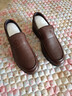 老人头男鞋夏季新款商务休闲皮鞋男镂空真皮透气皮凉鞋套脚爸爸鞋特大码 棕色 43 实拍图