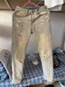 衣然呈品美式黄泥染破洞水洗牛仔裤男士潮牌宽松直筒高街秋冬新款休闲裤子 黄泥染 XL【建议120-135斤】 实拍图