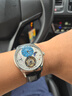 豪法手表【新年礼物】飞行陀飞轮腕表男手工雕花机械表夜光商务腕表潮 精钢蓝面【双时区/星辰功能】 实拍图