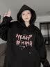 灿图重磅连帽卫衣女春秋季潮流长袖上衣服慵懒风休闲宽松小个子外套女 黑色常规款 L 实拍图
