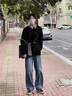 Foss Phil麂皮绒卫衣男士春秋季美式复古圆领上衣宽松休闲打底衫Y307咖色L 实拍图