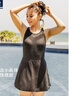 迪卡侬（DECATHLON）泳衣女温泉显瘦遮肚温泉连体小黑裙游泳衣泳装NABWW 暗夜精灵小黑裙(三角内衬) M -L/110-120/偏小一码 实拍图