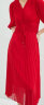 爱特爱（EITIE）春季新款商场同款气质高腰半袖百褶裙V领时尚中长款连衣裙6507230 红蔓61 42/XL/170-92A 晒单实拍图