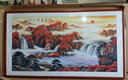 迅典国画山水画鸿运当头挂画客厅装饰画办公室字画风水画沙发背景墙画 I款【旭日东升】 实木带框205*115CM(有机玻璃） 实拍图