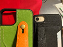 花虎（HANATORA）苹果13Promax手机壳带支架带挂绳腕带插卡真皮新款iPhone13女款男款卡包全包防摔日式风格高级感 拼色牛油果绿+橙 iPhone13 实拍图