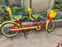 御披24寸加长双人自行车休闲景点家庭骑行双人自行车情侣观光旅游车  红色 实拍图
