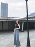 马迪安 2022夏季新款阔腿裤女高腰垂感冰丝长裤醋酸宽松铜氨丝休闲裤直筒裤女裤子 灰绿色【常规】 M【85-105斤】 实拍图