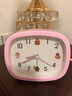康品卡通儿童小闹钟学生床头桌面钟表简约创意卧室闹表超大声时钟闹铃 方形可爱粉（清晰可爱款） 实拍图