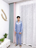 有趣熊睡衣男春秋夏季男士丝绸大码仿真丝春秋长裤简约休闲家居服套装秋 NSLQ-【长袖长裤】-维蜜丝-冰蓝 男-L(165-172cm，80-120斤) 实拍图
