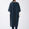 无印良品 MUJI 女式 法国亚麻水洗 七分袖连衣裙 412688 BCL06C1S 深藏青色 XL 实拍图