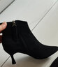 ZHR女靴气质尖头短靴女质感绒面加绒保暖百搭靴子女增高酒杯跟 Y373 黑色 38 实拍图