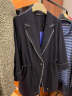 娜尔思（NAERSI）西装领撞色百搭抽绳收腰风衣女春新款外套 暗青紫色 38/M 晒单实拍图