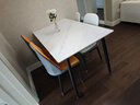 曼丘岩板餐桌家用轻奢现代简约小户型饭桌客厅长方形大理石餐桌椅组合 亮光白12mm（一桌四椅） 1.2m *宽70cm【推荐】 实拍图