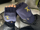 途尊手套男冬季露手指初中学生自行车骑行情侣毛线半截翻盖男生冬保暖 浅灰色小鹿【半指翻盖手套】 实拍图
