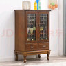 松园洛曼森 实木餐边柜 酒柜茶水柜客厅碗柜厨房柜餐柜边柜小酒柜玻璃柜欧式 棕红色63*37*100cm 实拍图