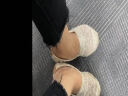汤姆斯女士刺绣蕾丝鞋韩国平底复古圆头白色网面乐福鞋 米白色 38 实拍图