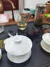 肖字和德 功夫单盖碗茶杯大号青花瓷泡茶碗器白瓷三才陶瓷茶具配件 白瓷盖碗-（大号200ml） 实拍图