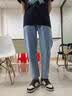 GENIOLAMODE牛仔裤男日常休闲个性男士长裤宽松直筒垂坠牛仔裤 实拍图