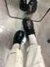 依思 Q（exull）英伦小皮鞋女2025春夏新款厚底增高百搭乐福鞋女潮流学生单鞋女 黑色【增高6CM】-百人购买 37 现货速发 实拍图