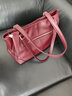 AP.DISHU女包新款轻奢品牌时尚单肩包头层牛皮休闲女士包通勤托特包大容量 暗红色 实拍图