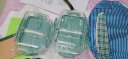 创得耐热玻璃保鲜盒高硼硅大容量微波炉专用饭盒冰箱收纳密封玻璃碗 北欧蓝两隔880+两隔1000+包+餐具 实拍图