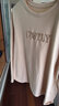 尚都比拉长袖纯棉t恤女春秋宽松显瘦内搭打底衫刺绣上衣 浅杏色 XL  实拍图