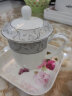 瑞玖（RUIJIU） 实用茶杯带盖水杯骨质瓷陶瓷杯会议杯男女办公杯子 灰色柔情 1个 350ml 实拍图