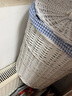 宜然家居藤编脏衣篮衣服篮子收纳筐衣物带盖家用收纳篓 白色筐+蓝白格里布 大号（口42cm 高50cm） 实拍图